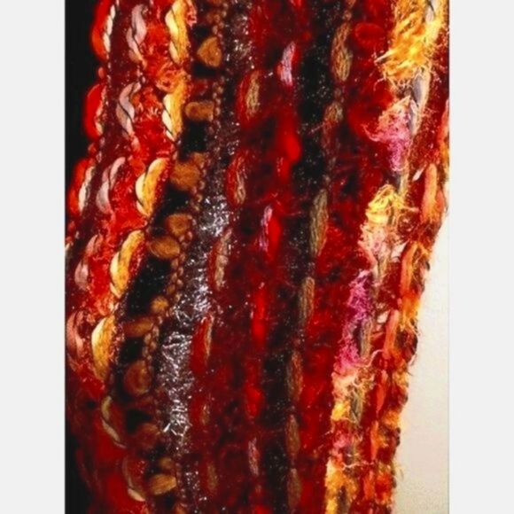 Vintage fall COLORS WOMEN'S HAND CROCHET SHAWL / WRAP - Picture 3 of 3